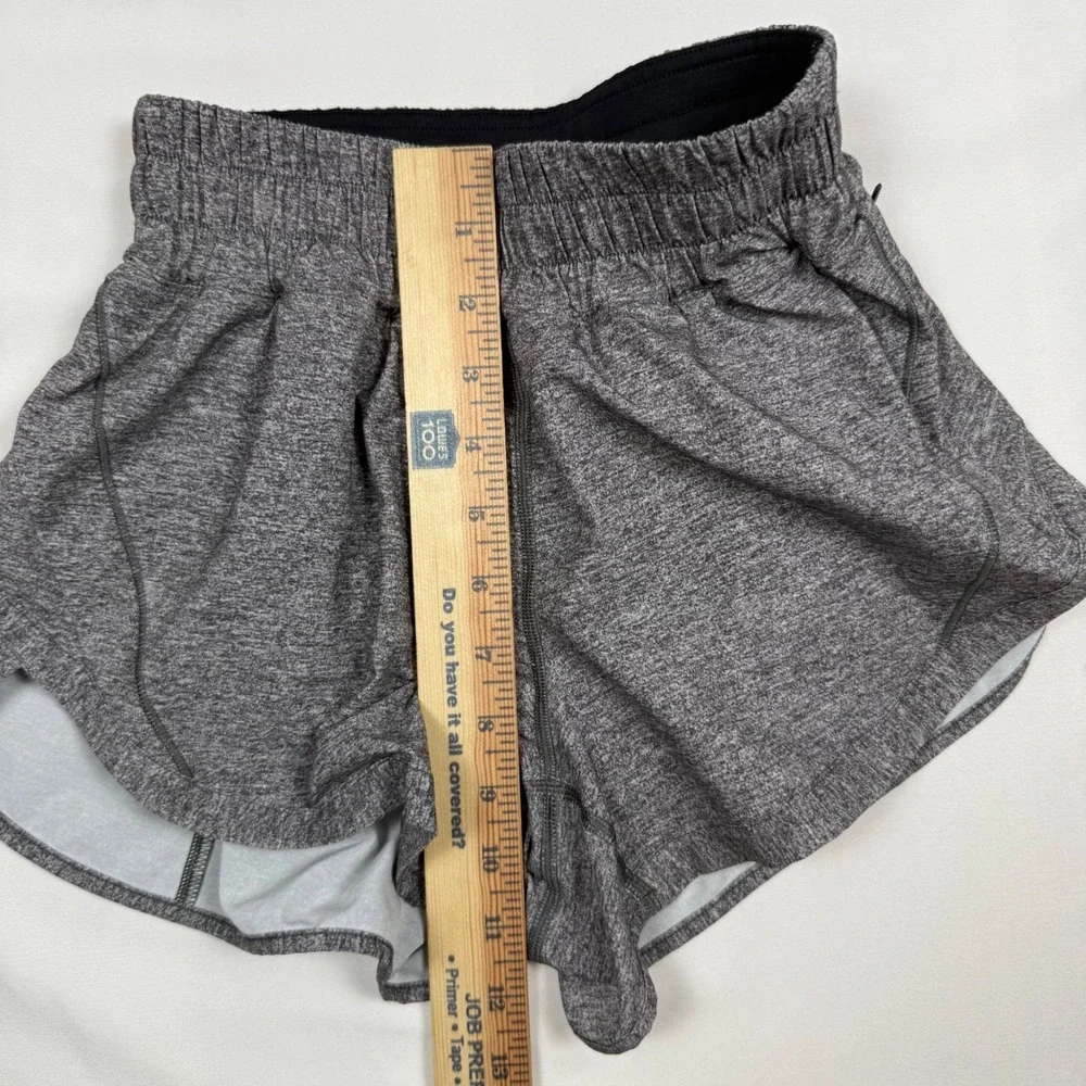 Lululemon Track That Short Heathered Black Gray Space Dye Size 2 Running Gym